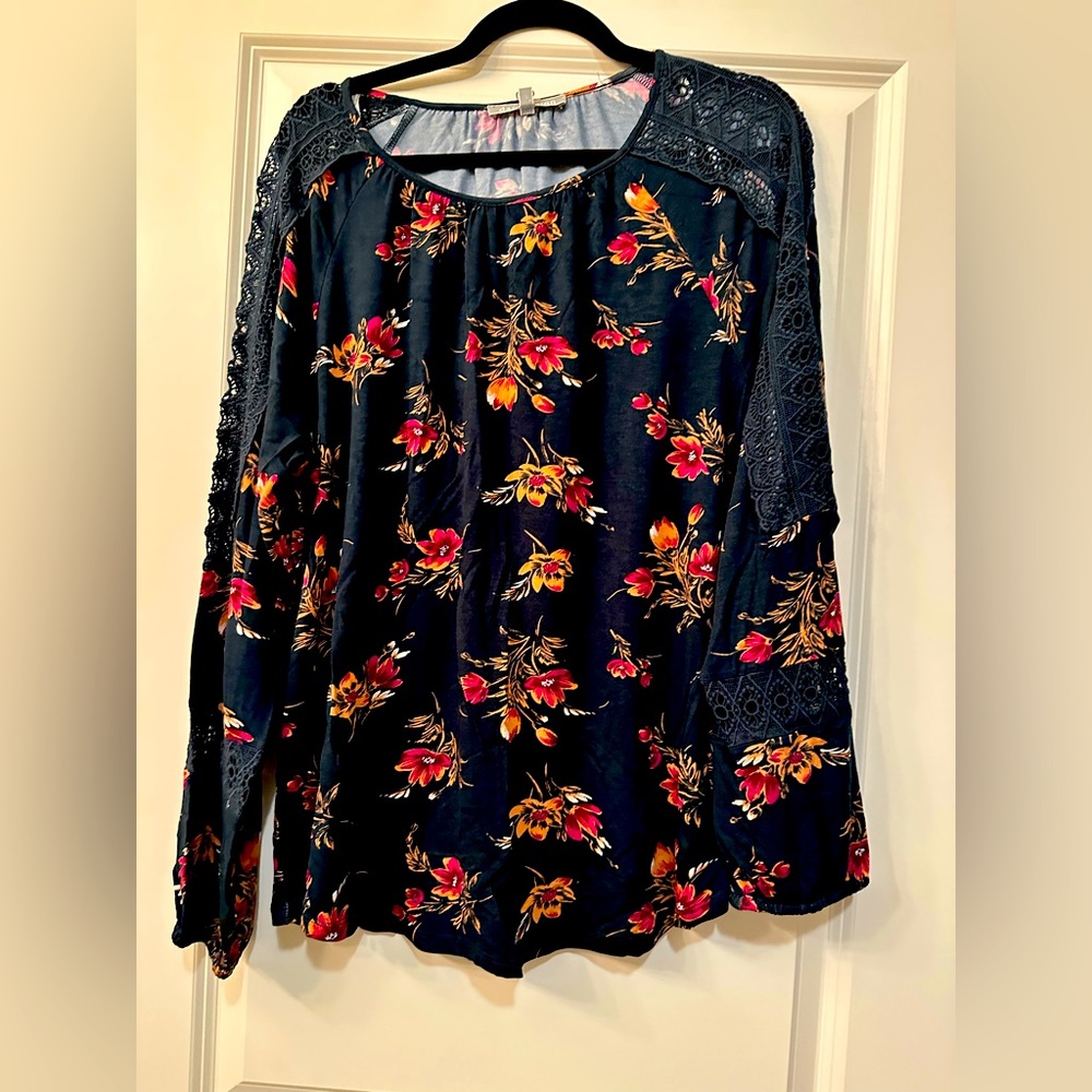 Daniel Rainn Minni Crochet Trim Cotton Blend Knit Top Size XXL - NWT